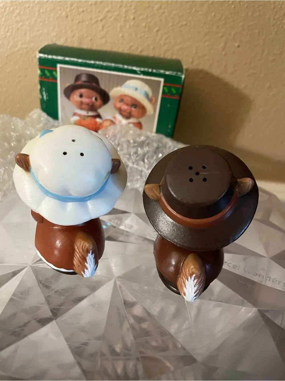 Pilgrim Chipmunk Harvest Salt and Pepper Shakers Vintage never used!